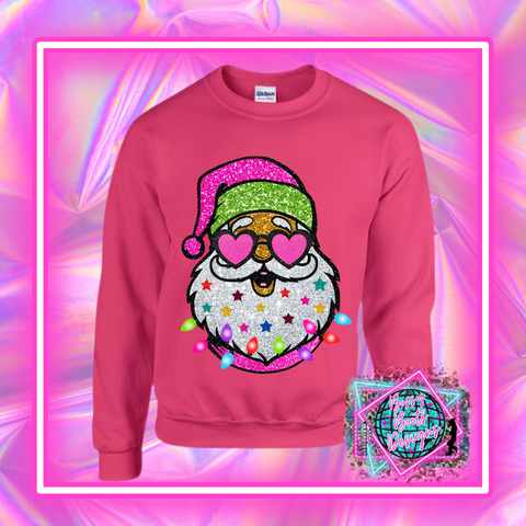 Glittery Santa DTF Sweatshirt