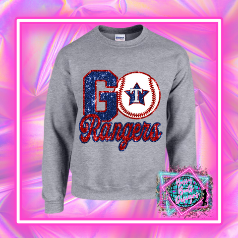 Go Rangers Glitter DTF Sweatshirt