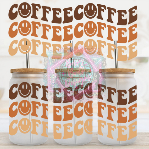 16oz UV DTF Cup Wrap- Smiley Coffee