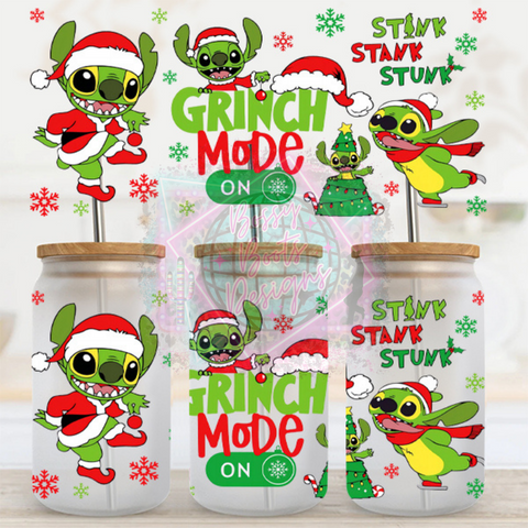 16oz UV DTF cup Wrap- Grinch Mode On