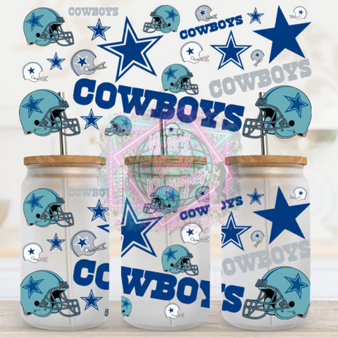 16oz UV DTF cup Wrap- Cowboys Helmets