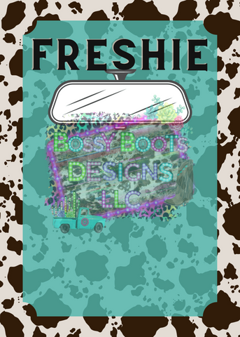 Brown Cow Print & Teal Freshie Bag File