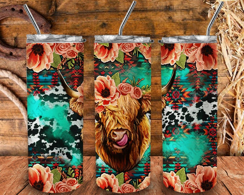 Floral Highland Cow