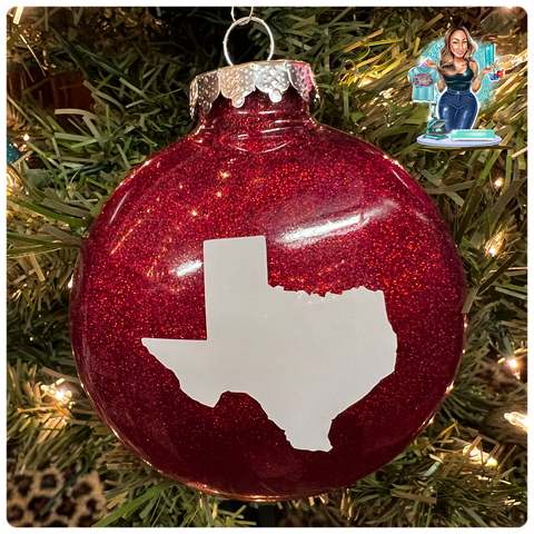 White & Red Texas Large Disc Ornament