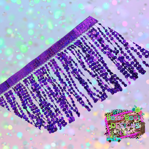 (6”) Holographic Purple Sequin Fringe