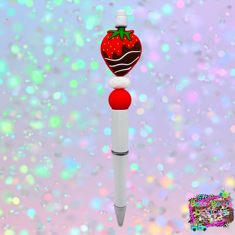 Chocolate Covered Strawberry Refillable Beaded Pen