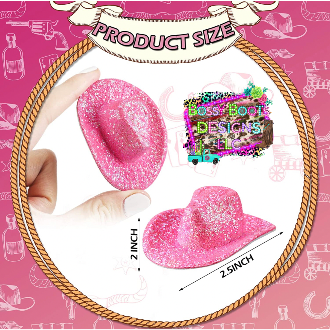 Mini Pink Glitter Cowboy Hats BossyBootsDesigns