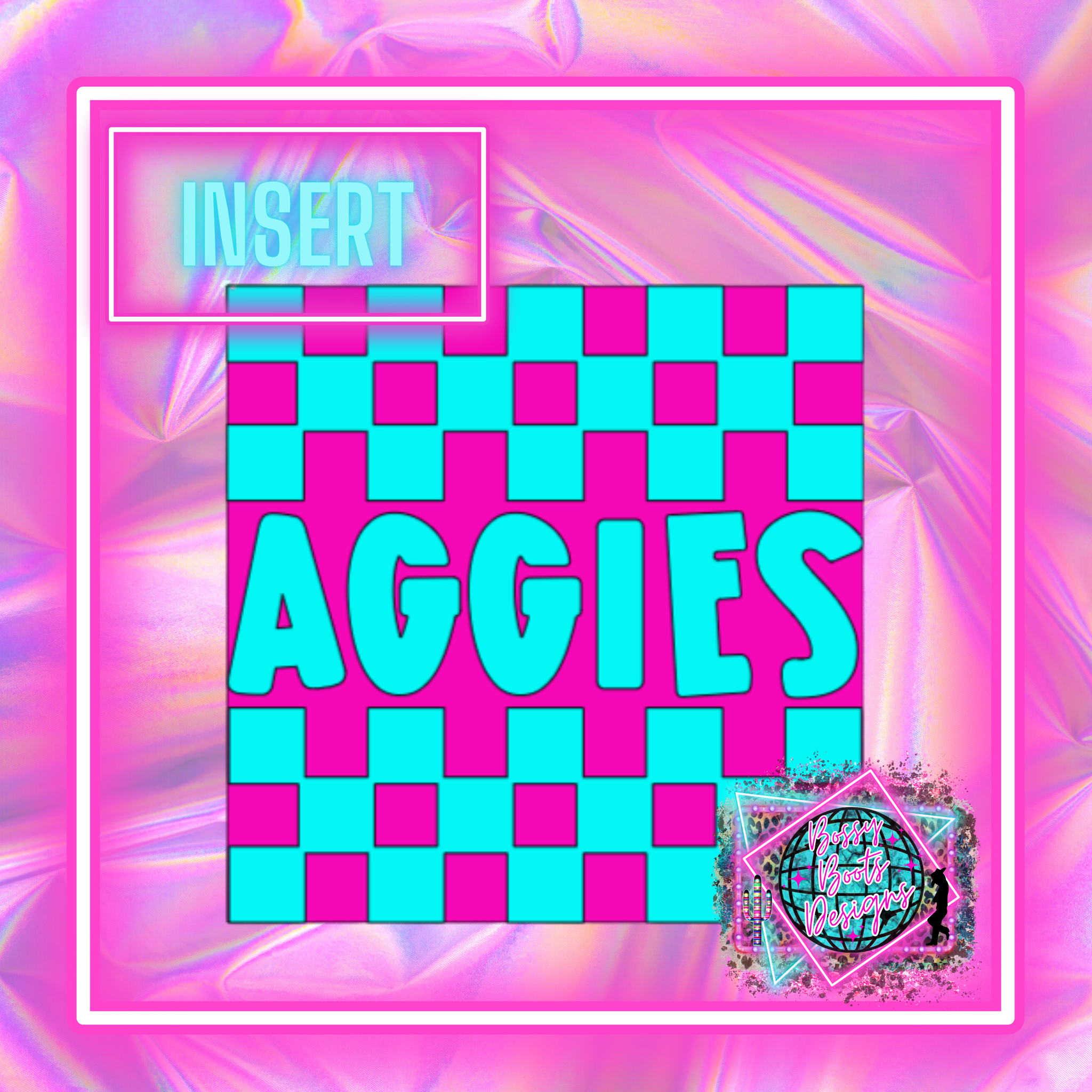 Checkered Aggies Square Insert