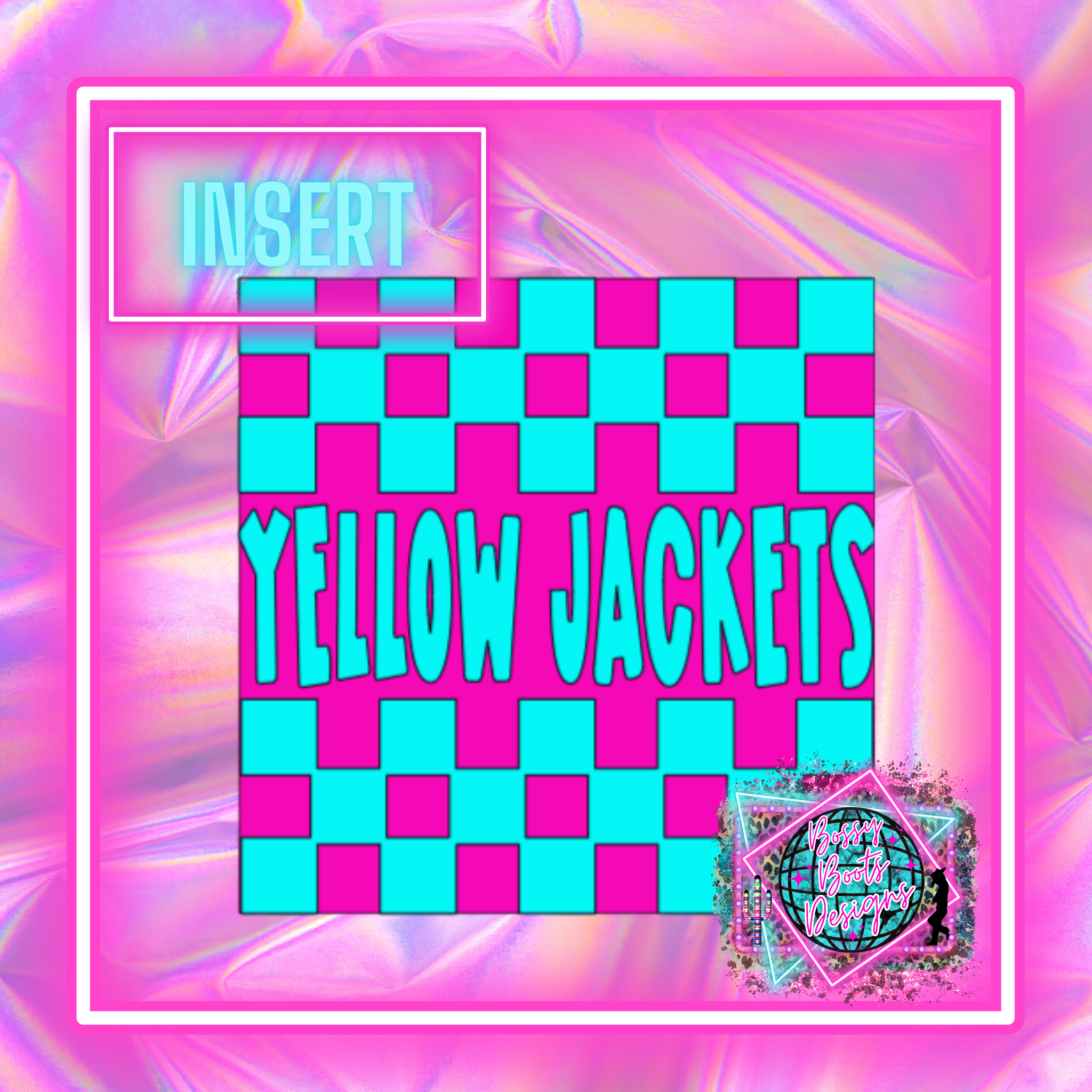 Checkered Yellow Jackets Square Insert