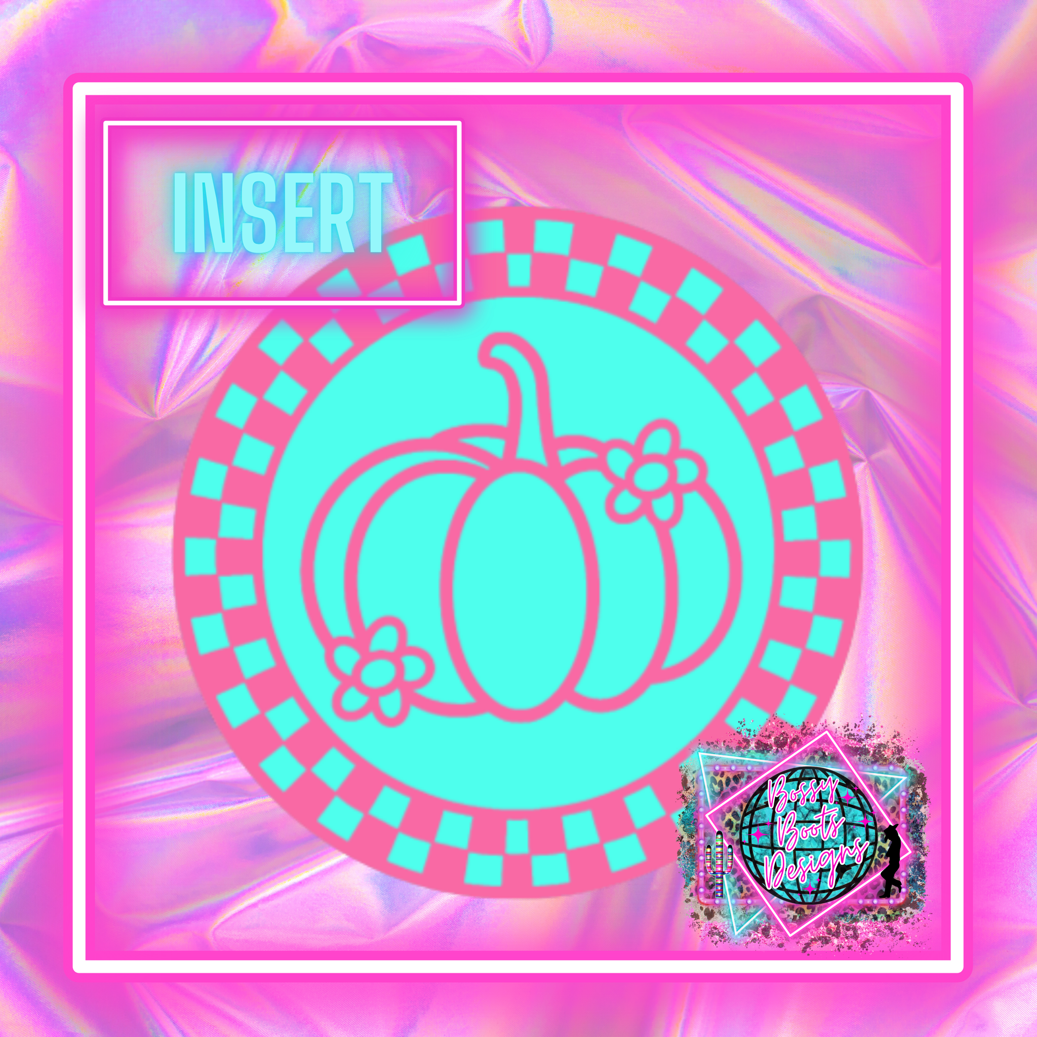 Checkered Pumpkin Circle Insert