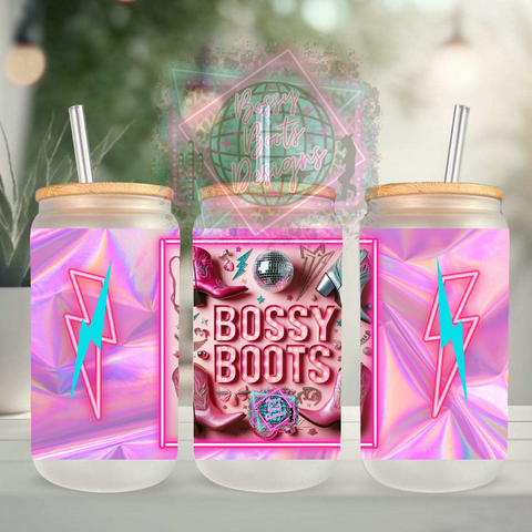 Bossy Boots 16oz Glass Can