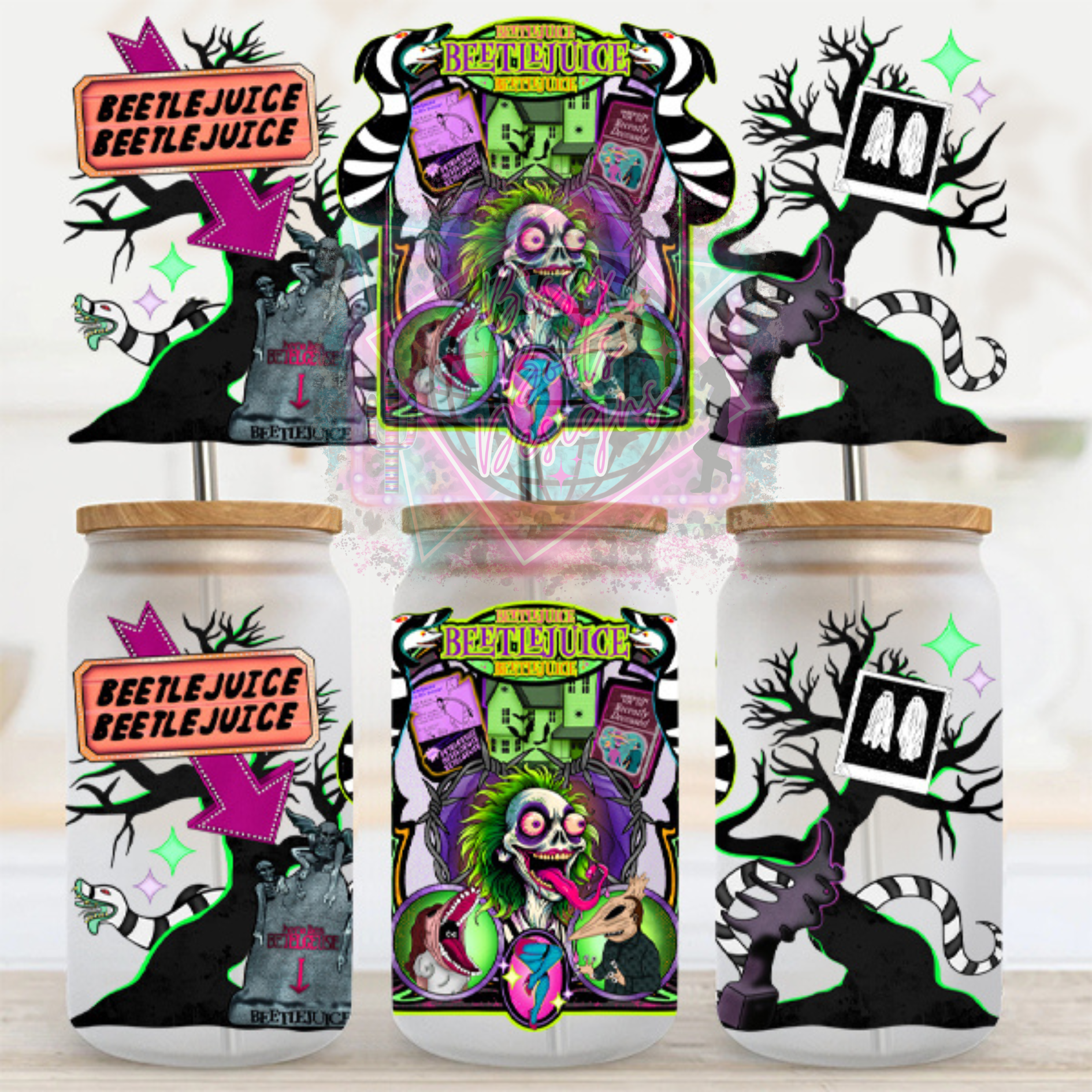 16oz UV DTF Cup Wrap-Crazy Beetlejuice