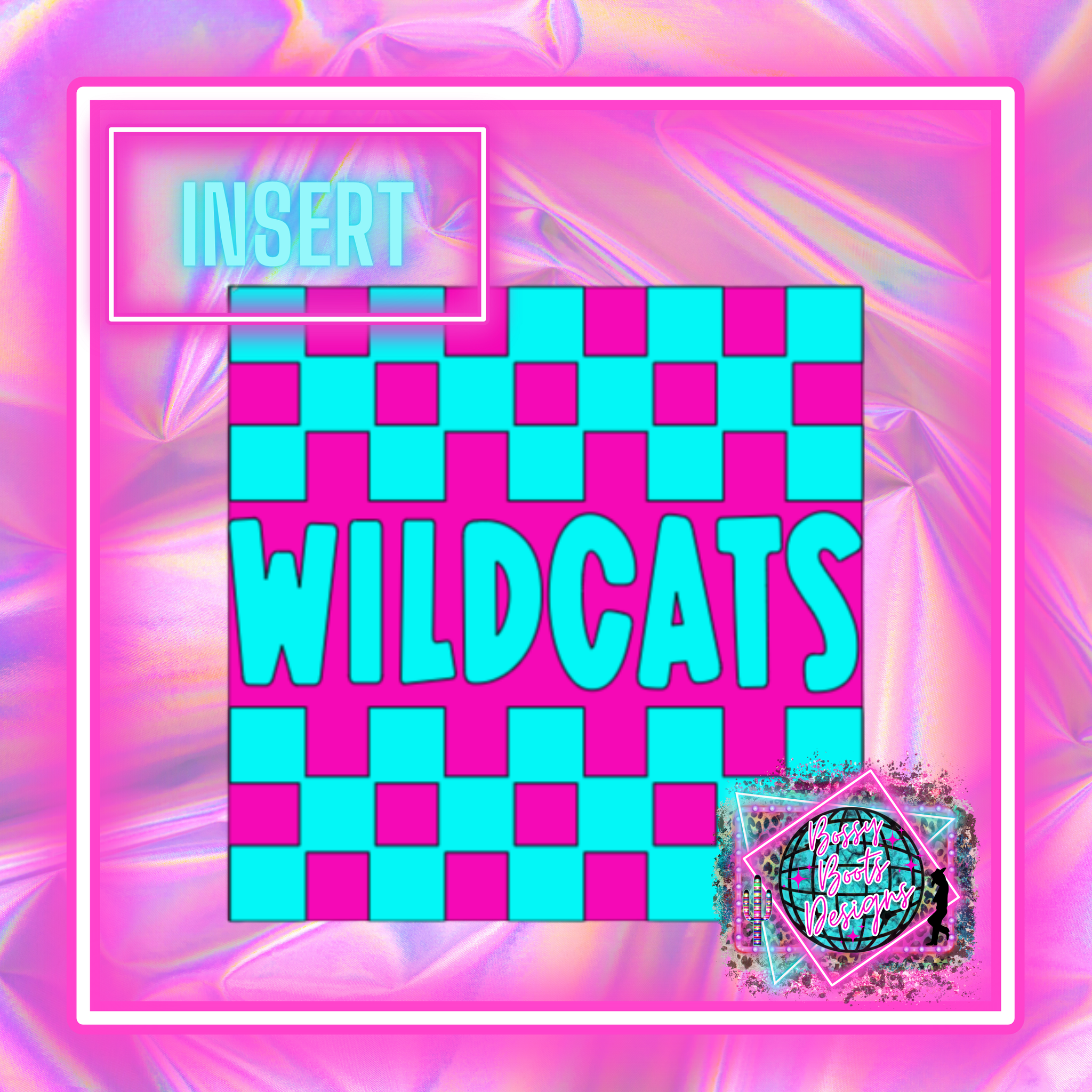 Checkered Wild Cats Square Insert