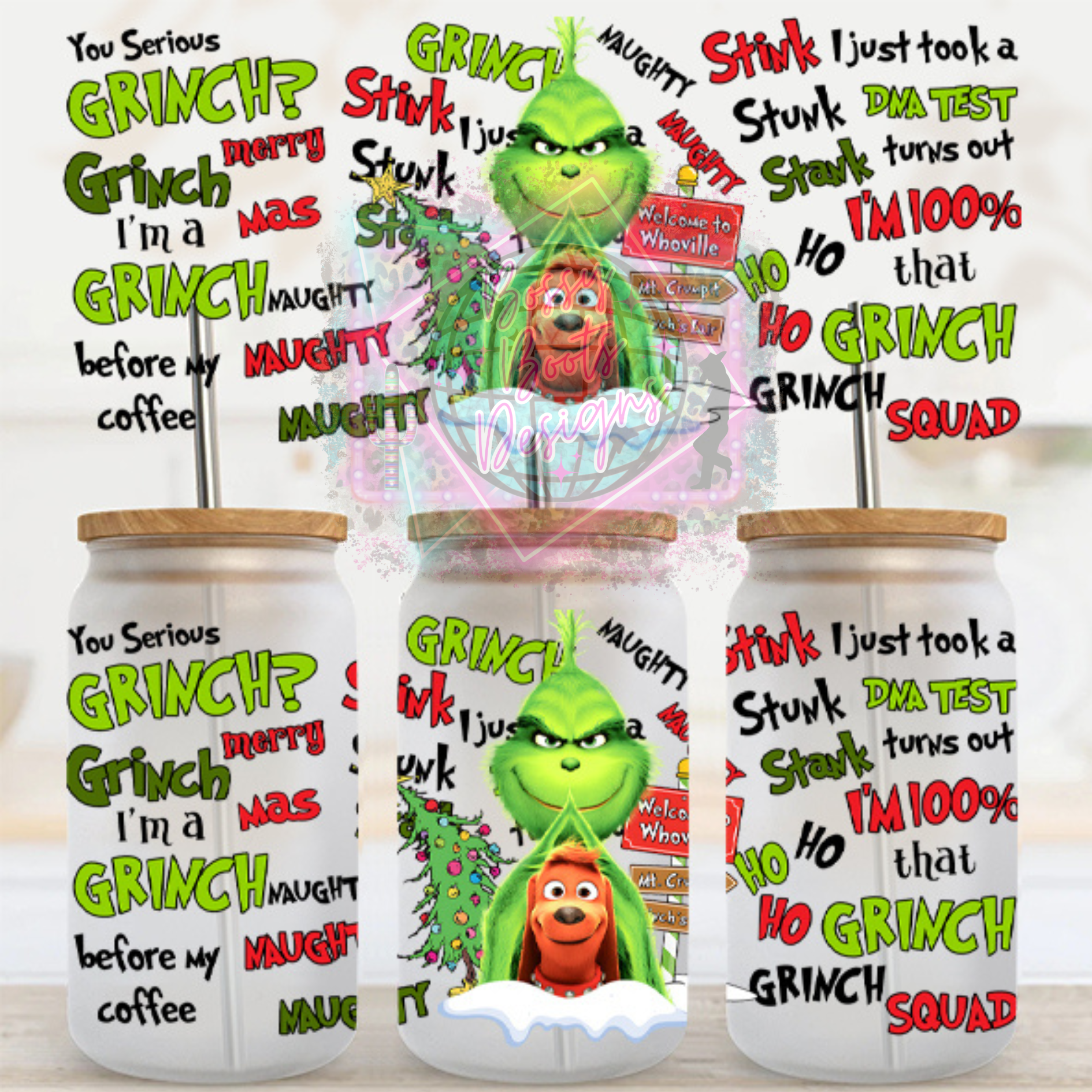 16oz UV DTF cup Wrap-100% That Grinch