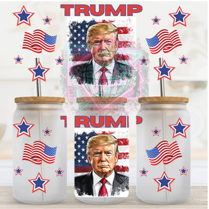 16oz UV DTF Cup Wrap- Patriotic Trump (Exclusive)