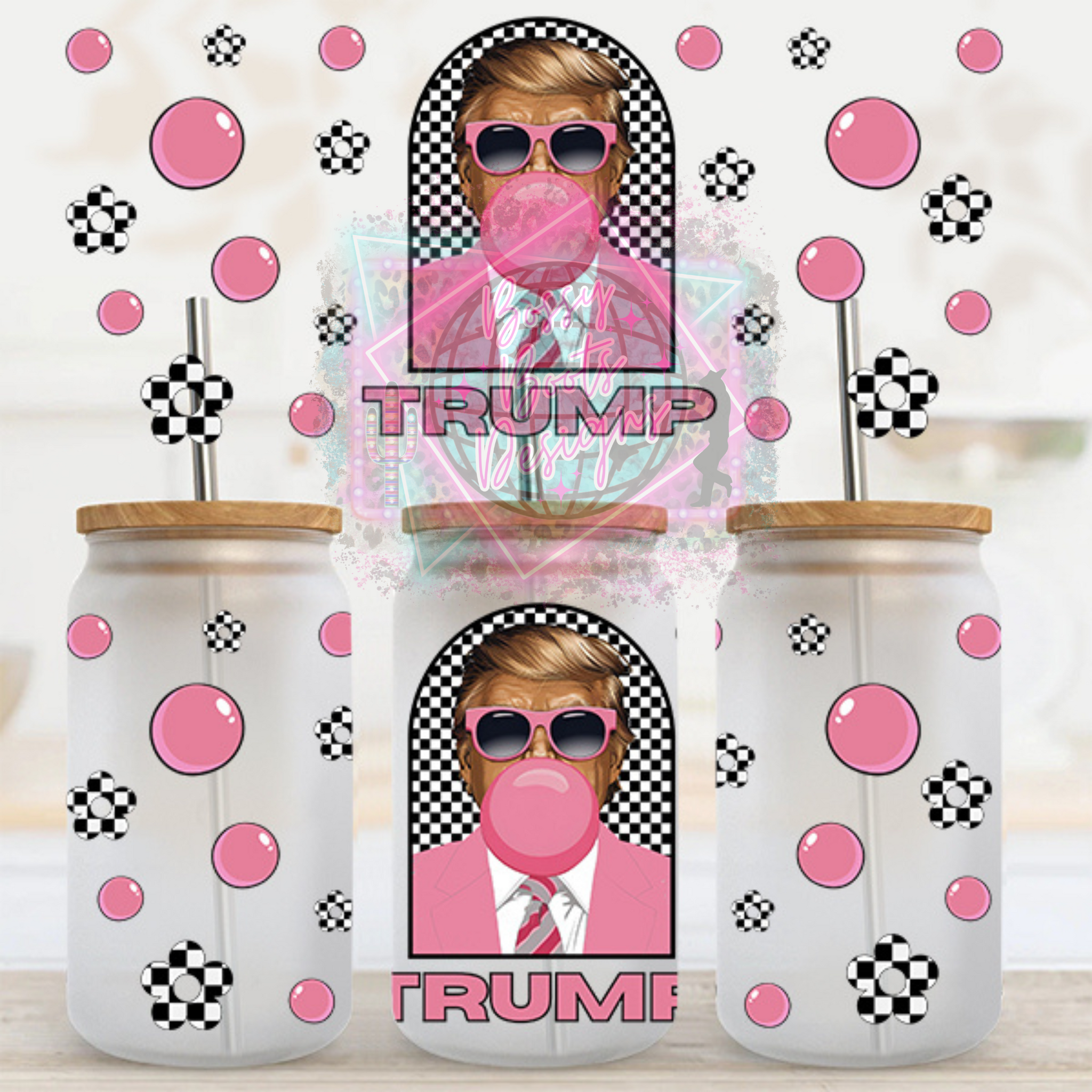 16oz UV DTF Cup Wrap- Bubblegum Trump (Exclusive)