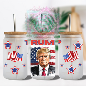 Patriotic Trump 16oz Glass Can