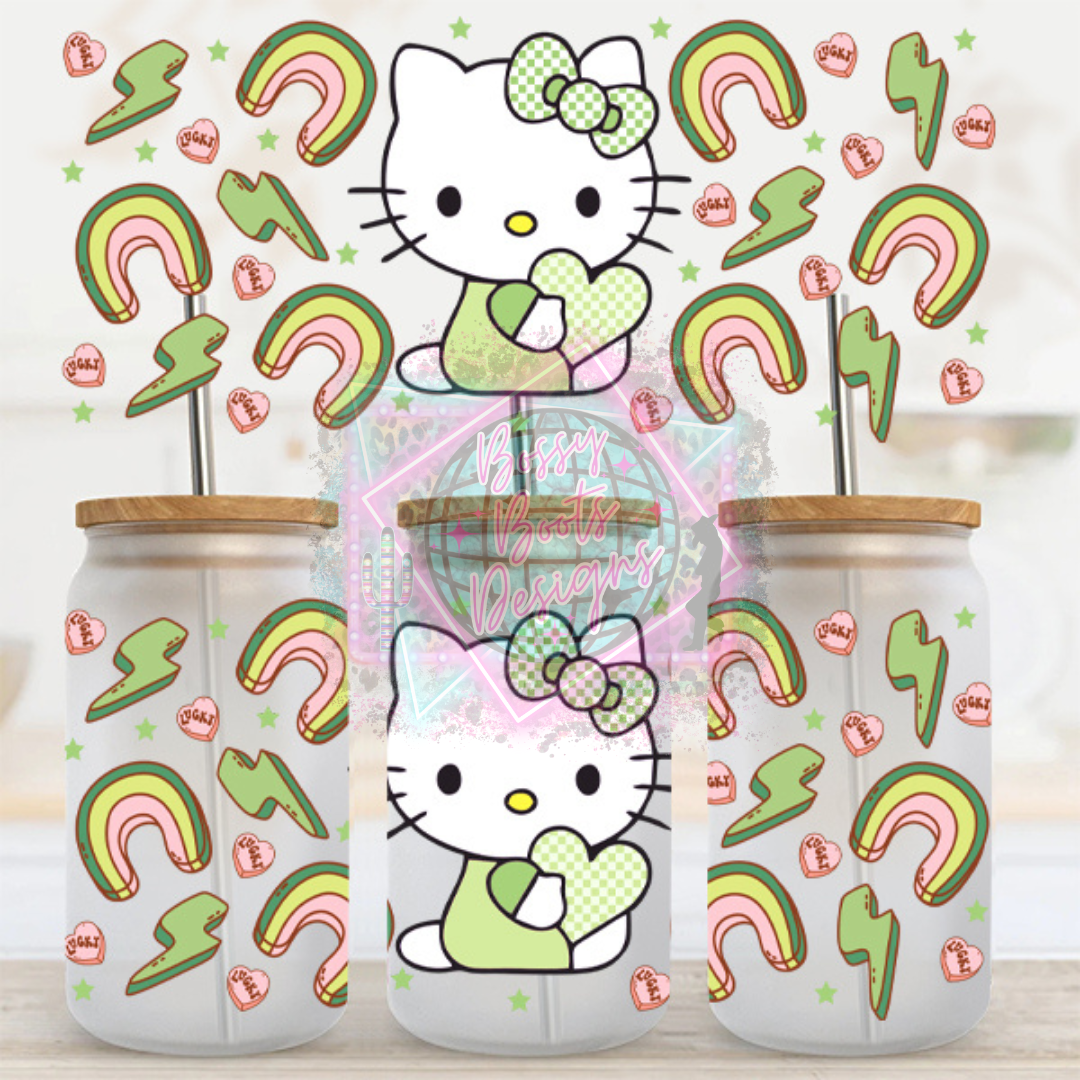 16oz UV DTF cup Wrap- Lucky Hello Kitty