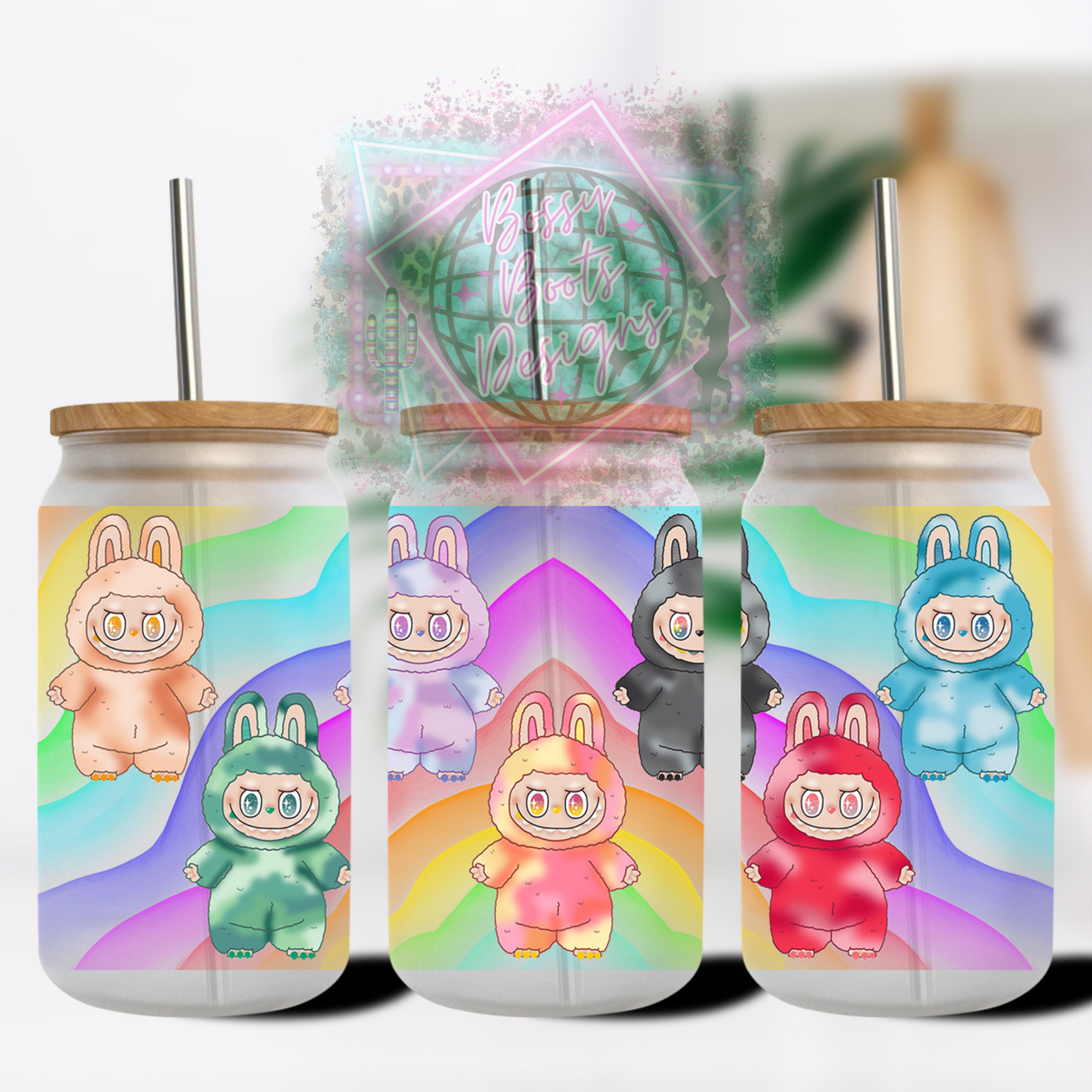 Big Into Energy Labubu 16oz Glass Can