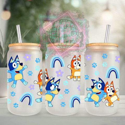 Blue Dog 16oz Glass Can