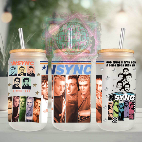 Boy Band 16oz Glass Can