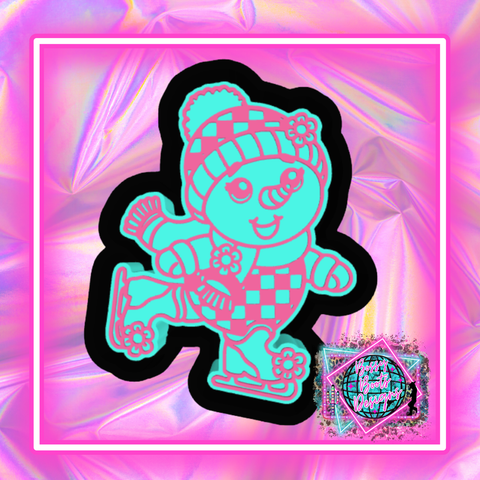 Retro Ice Skating Snowman