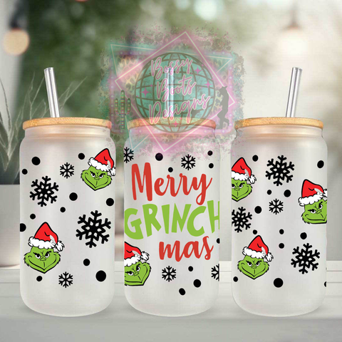 Green Man Holiday 16oz Glass Can