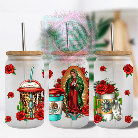 Virgin Mary 16oz Glass Can