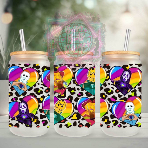 Colorful Horror 16oz Glass Can