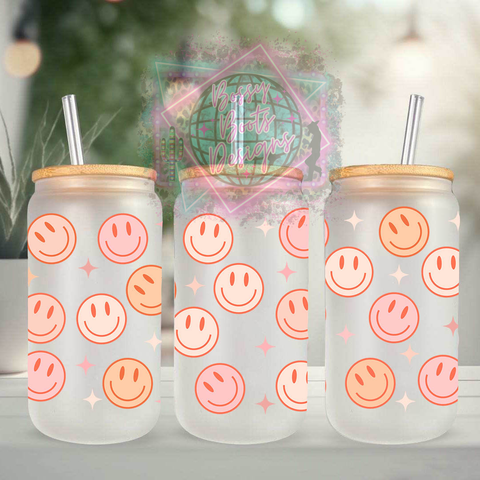 Neutral Smileys 16oz Glass Can