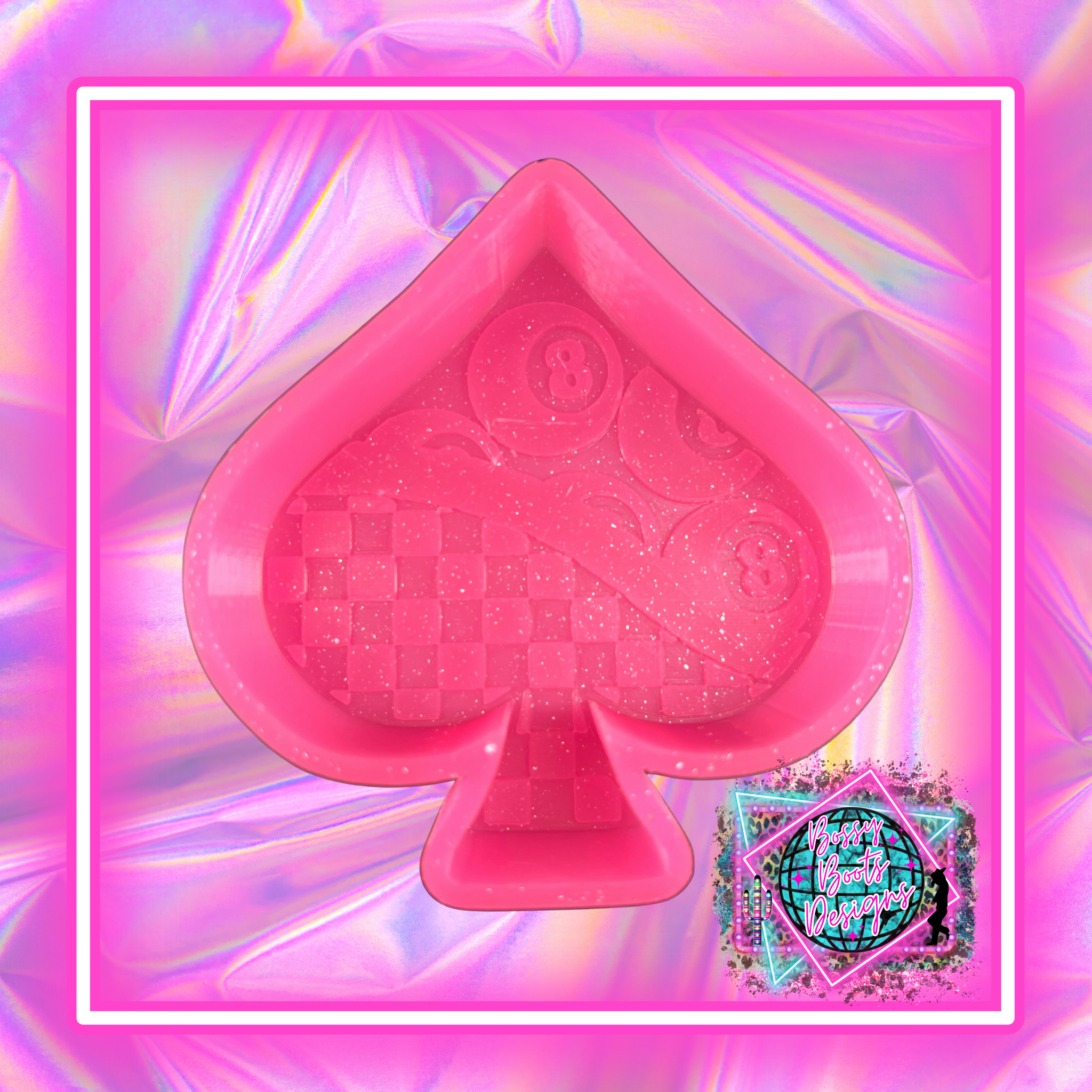 Groovy 8 Ball Checkered Spade – BossyBootsDesigns