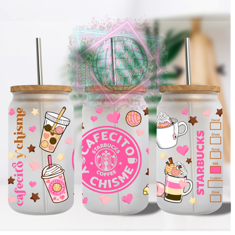 Cafecito Chisme 16oz Glass Can