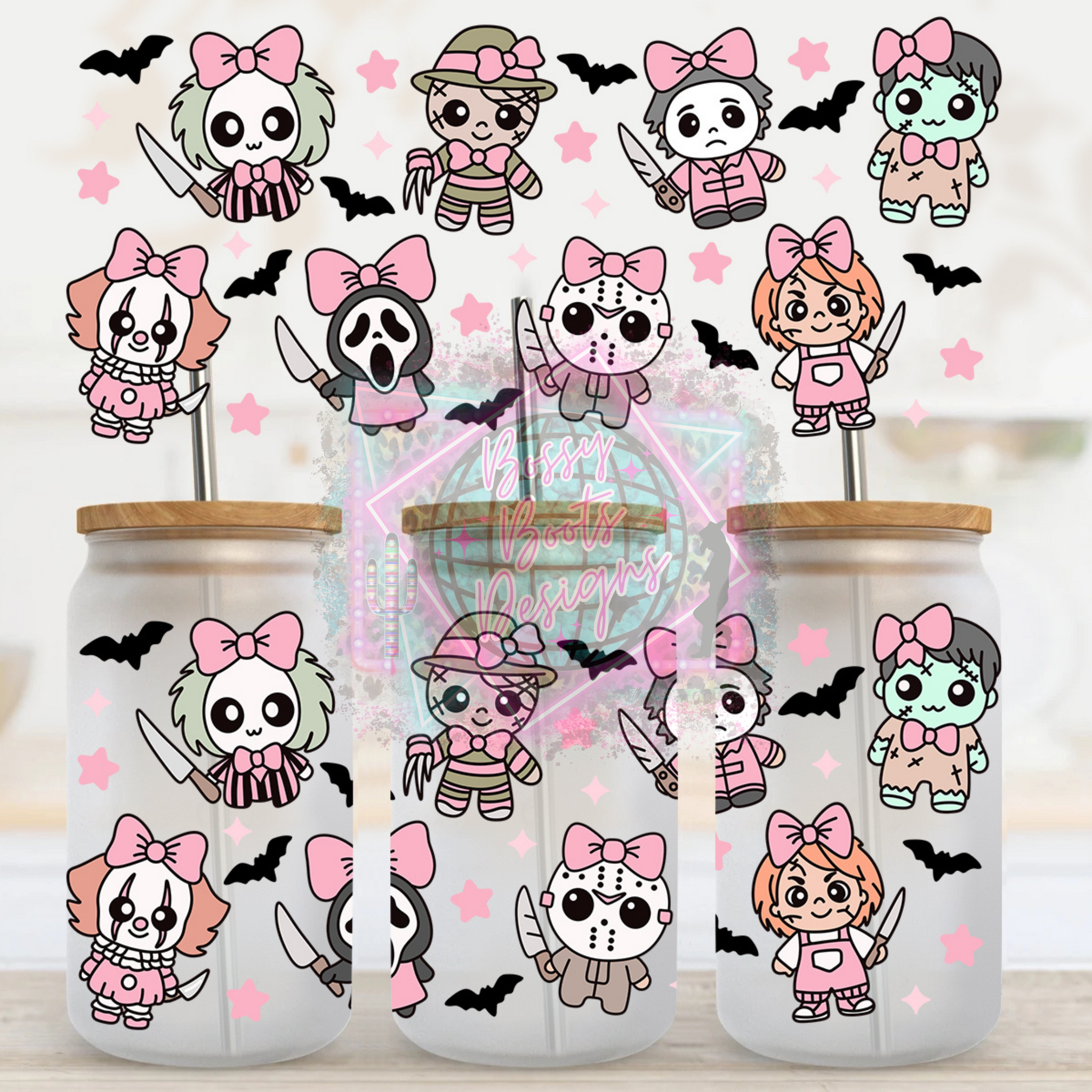 16oz UV DTF cup Wrap- Cutesy Horror