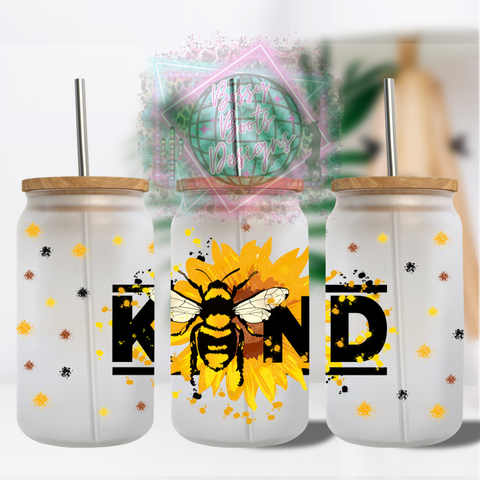 Bee Kind 16oz Glass Can