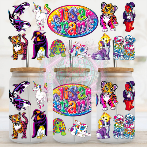 16oz UV DTF cup Wrap- Lisa Frank