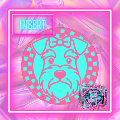 Checkered Schnauzer Bow Circle Insert