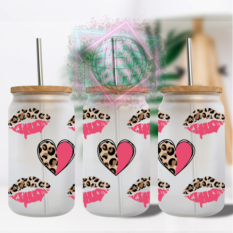 Leopard Lips 16oz Glass Can