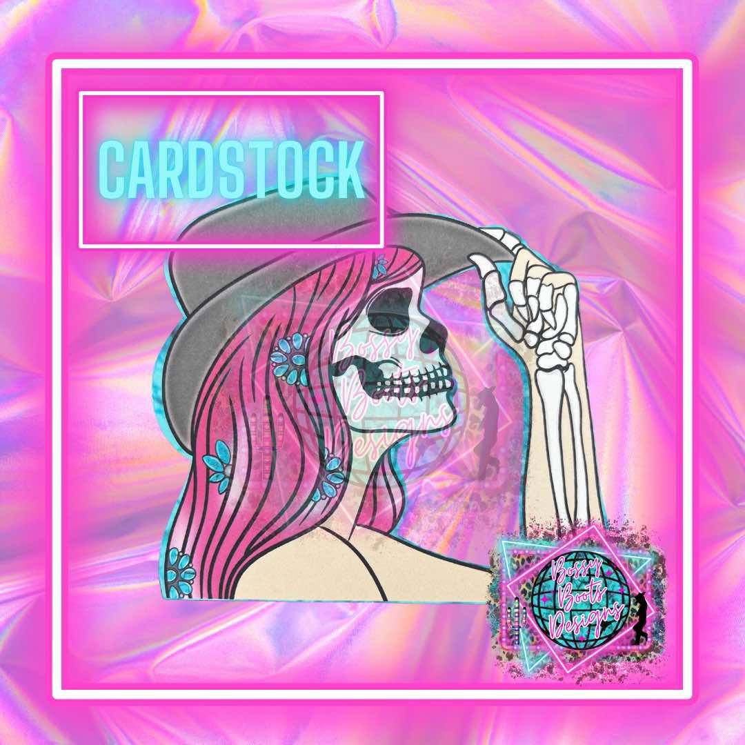 Side Western Skelly Cardstock