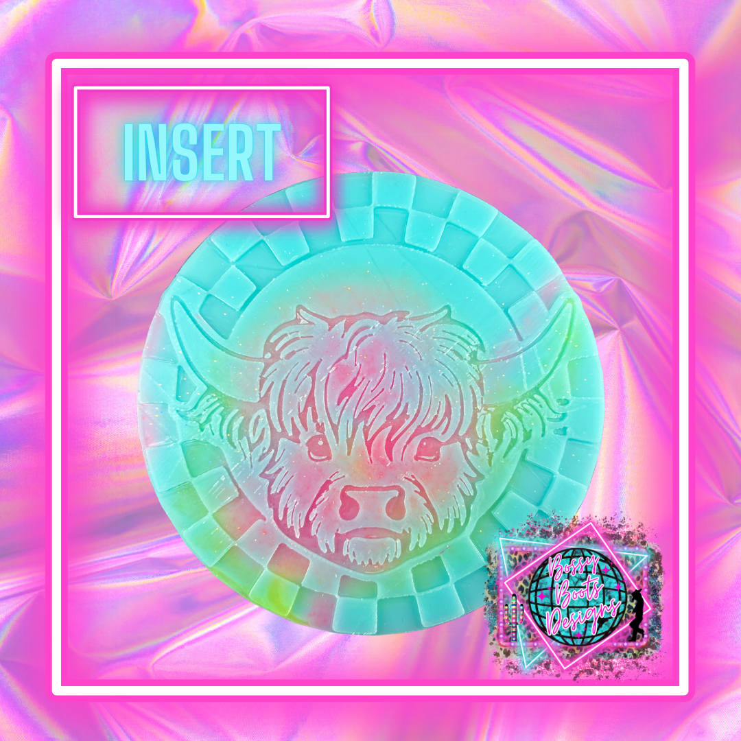 Retro Highland Cow Circle Insert