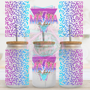 16oz UV DTF cup Wrap- Retro Leopard MAMA