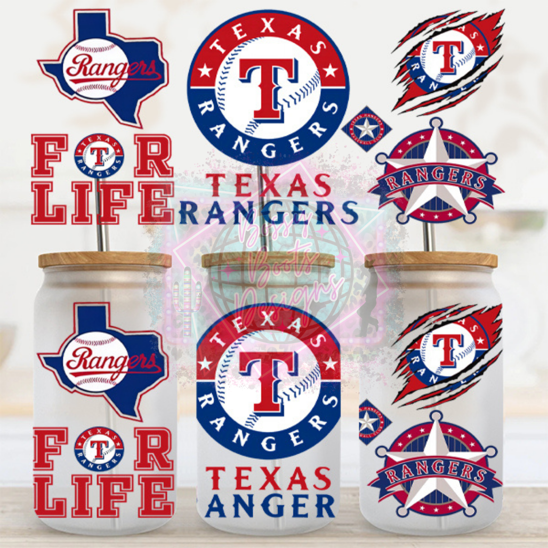 16oz UV DTF cup Wrap- Rangers