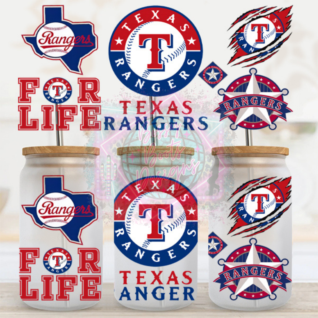 16oz UV DTF cup Wrap- Rangers – BossyBootsDesigns