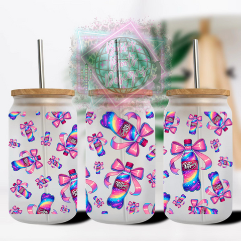 Rainbow DP Bows 16oz Glass Can