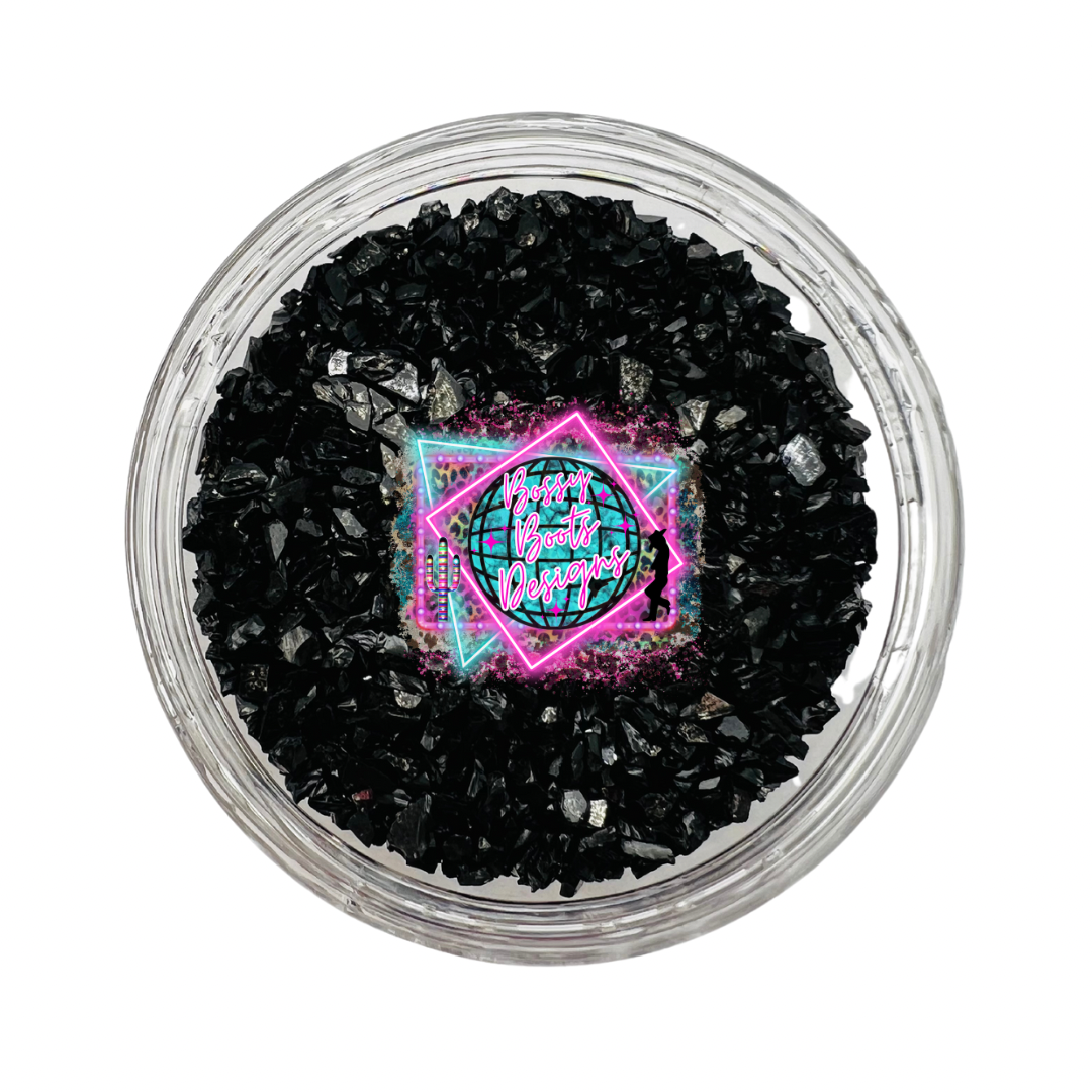 Black Crushed Glass