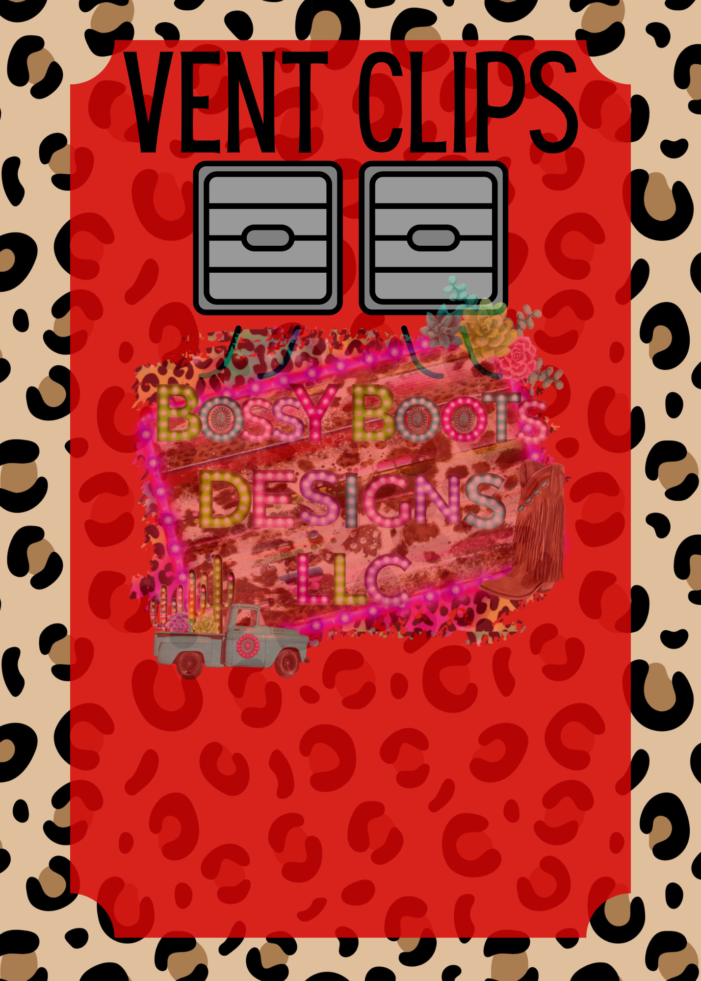 Red Leopard Print Vent Clip Bag File