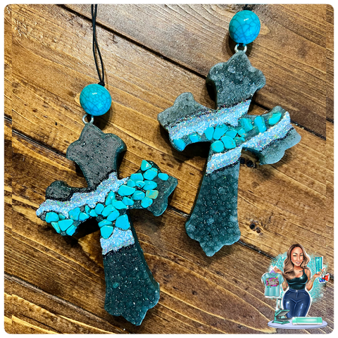 Turquoise Geode Fancy Cross