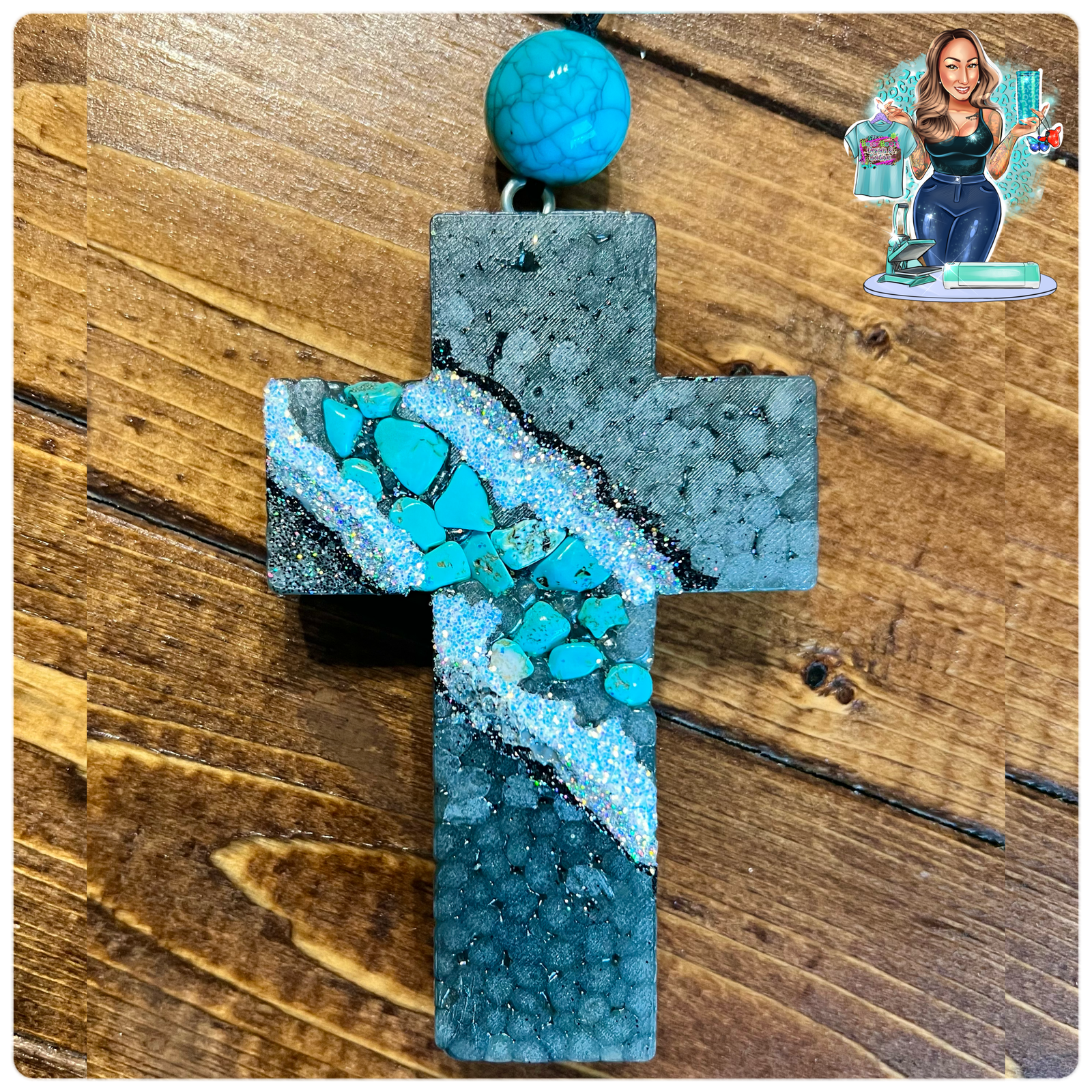 Turquoise Geode Cross