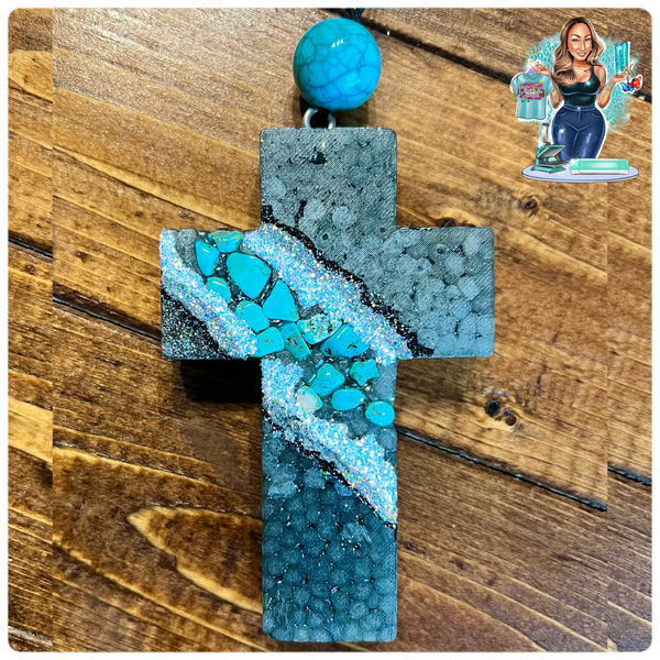 Turquoise Geode Cross