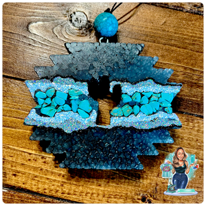 Turquoise Geode Boho Plaque w/ Cactus cutout