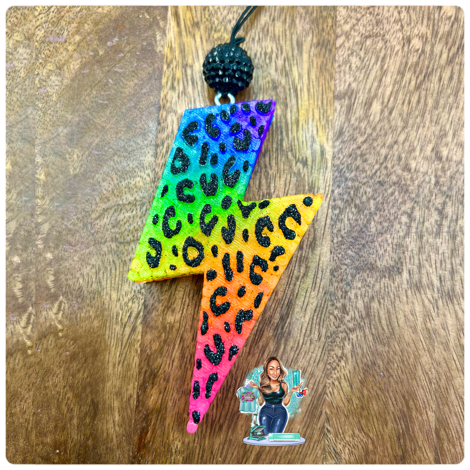 Leopard Print Rainbow Bolt